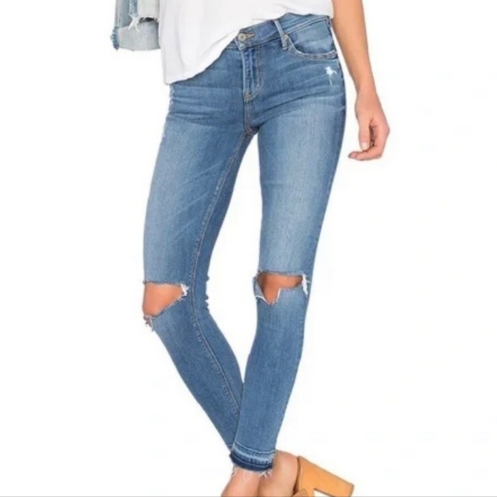 GRLFRND Ripped Skinny Raw Distressed Hem Candice Jeans